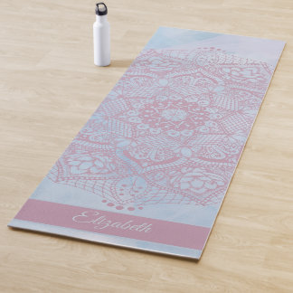 Pretty Pink Sacred Lotus Flower Blossom Mandala Yoga Mat