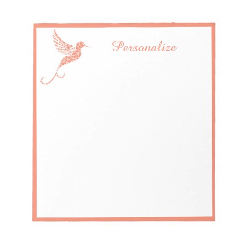 Pretty Pink Salmon Hummingbird Personalized  Notepad