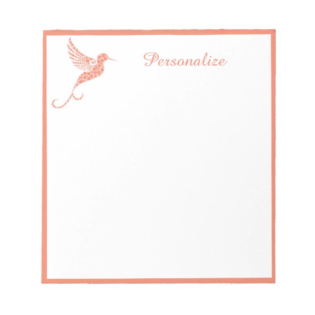 Pretty Pink Salmon Hummingbird Personalized  Notepad (Front)