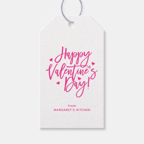Pretty Pink Script Happy Valentines Day Gift Tags