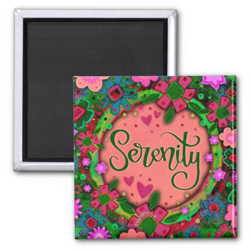 Pretty Pink Serenity Fun Floral Modern Inspirivity Magnet