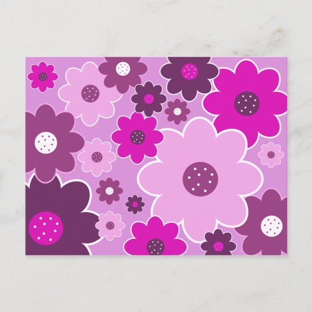 Pretty Pink Shabby Chic Floral Wallpaper Pattern Postcard (Front)