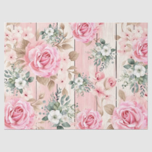 Pretty Pink Shabby Chic Roses & Eucalyptus Tissue Paper