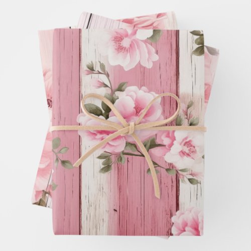Pretty Pink Shabby Chic Wrapping Paper Sheets