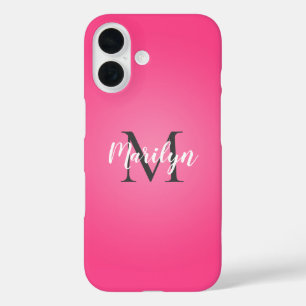Pretty pink shaded, your name and intial iPhone 16 case