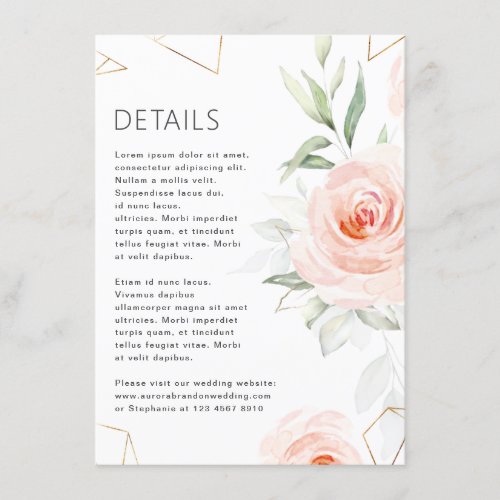 Pretty Pink Shades Blush Geometric Wedding Details Enclosure Card