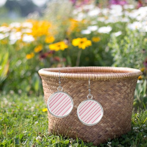 Pretty Pink Shades Lines Seamless Pattern  Earrings