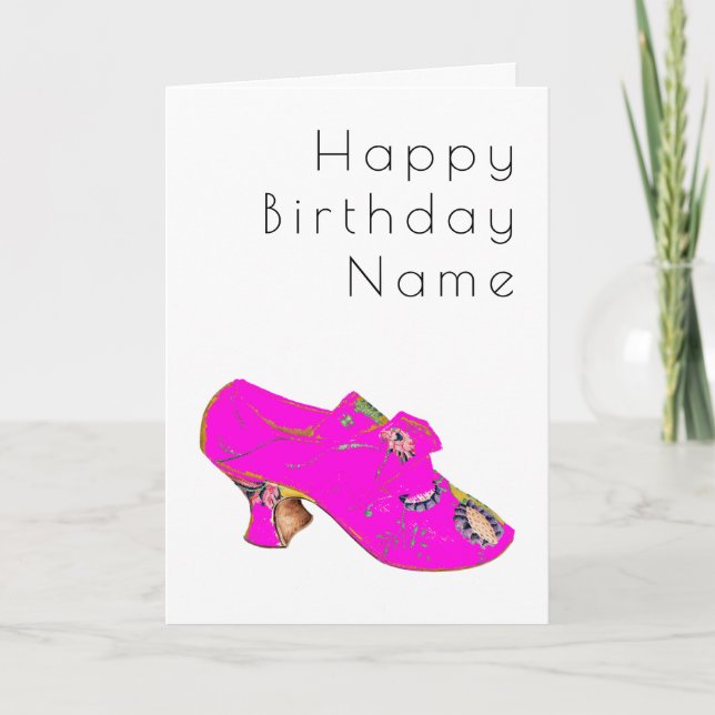 Pretty Pink Shoe Art Deco Birthday Card (Front)