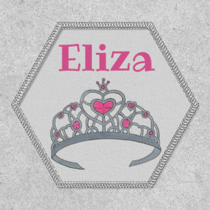 Pretty Pink Silver Rhinestone Princess Tiara Crown Patch