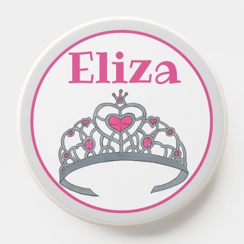 Pretty Pink Silver Rhinestone Princess Tiara Crown PopSocket
