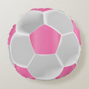 Pretty Pink Soccer Ball Round Pillow