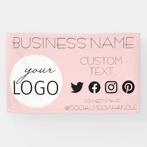 Pretty Pink Social Media Business Logo Promotional Banner