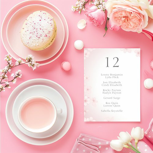 Pretty Pink Soft Cherry Blossom Wedding Table Seat Invitation
