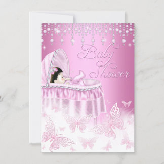 Pretty Pink Sparkle Butterfly Baby Shower Invite