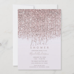 Pretty Pink Sparkly Blush Glitter Bridal Shower  Invitation