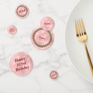 Pretty Pink sparkly Happy 103rd Birthday Confetti