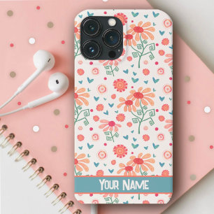 Pretty Pink Spring Flowers Pattern Inspirivity iPhone 13 Pro Max Case