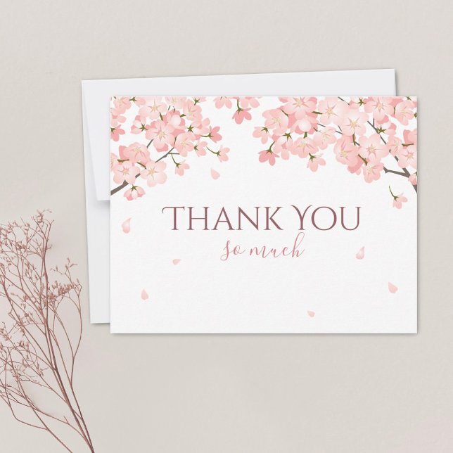 Pretty Pink Spring Sakura Japanese Cherry Blossoms Thank You Card (Creator Uploaded)