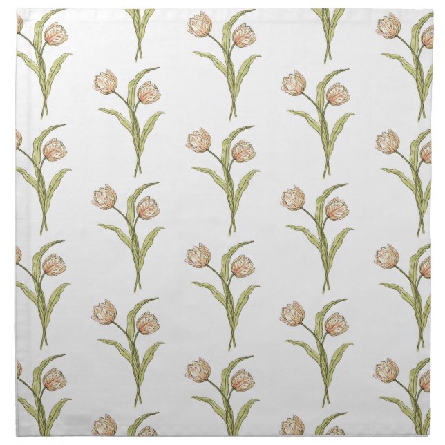 Pretty Pink Spring Tulip Cloth Napkin (Front)