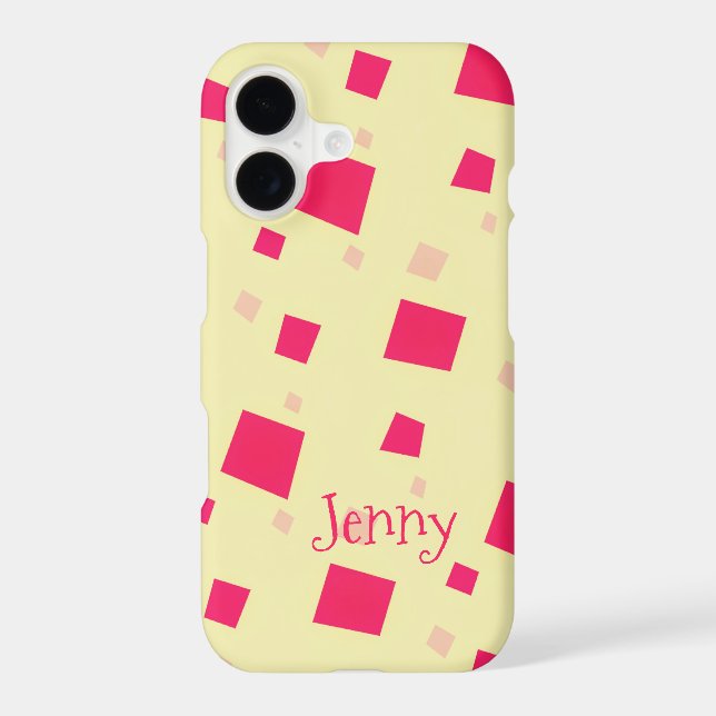Pretty Pink Square Confetti Add your Name Girl's Case-Mate iPhone Case (Back)