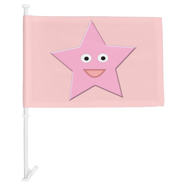 Pretty Pink Star Custom Car Flag (Front)