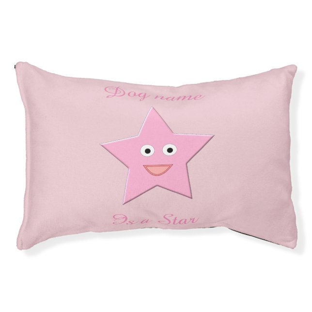 Pretty Pink Star Custom Dog Bed (Front)