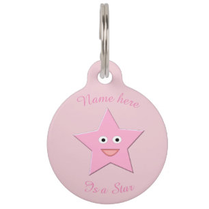 Pretty Pink Star Custom Dog Tag
