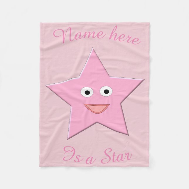 Pretty Pink Star Custom Fleece Blanket (Front)
