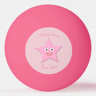 Pretty Pink Star Custom Ping Pong Ball