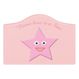 Pretty Pink Star Custom Room Sign