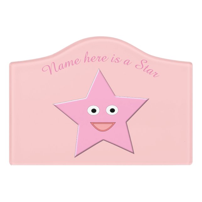 Pretty Pink Star Custom Room Sign (Small Crest Front)