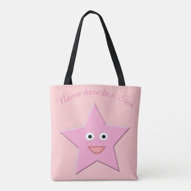 Pretty Pink Star Custom Tote Bag (Back)