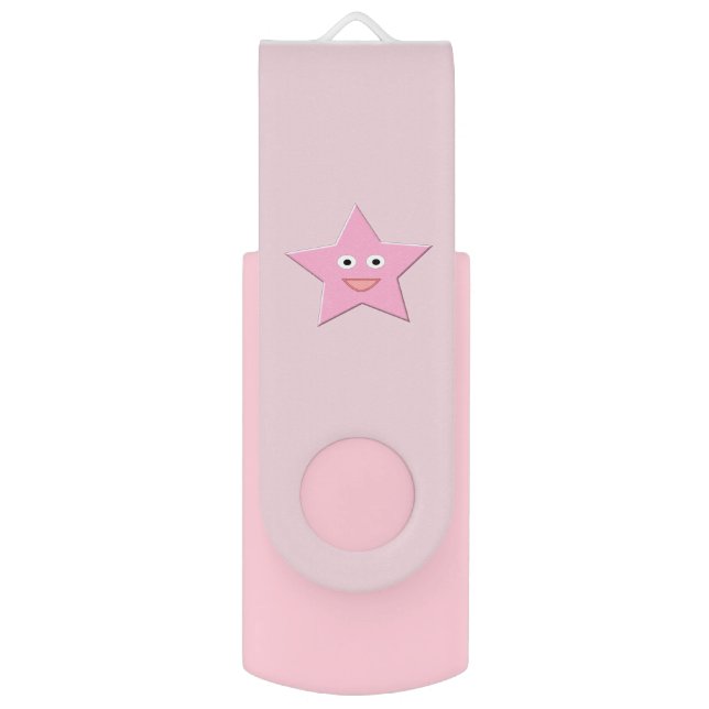 Pretty Pink Star Custom USB Drive (Front Vertical)