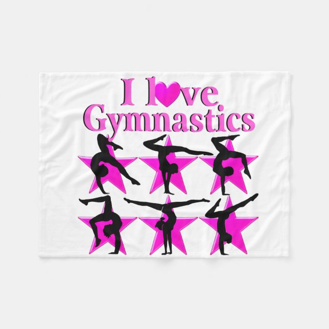 PRETTY PINK STAR GYMNAST FLEECE BLANKET (Front (Horizontal))