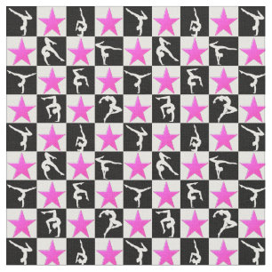 PRETTY PINK STAR GYMNASTICS DESIGN FABRIC