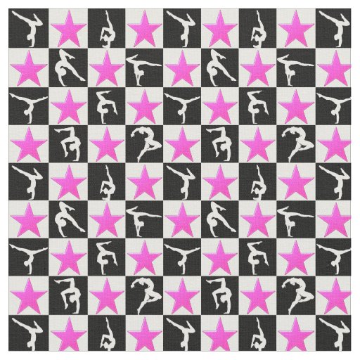 PRETTY PINK STAR GYMNASTICS DESIGN FABRIC