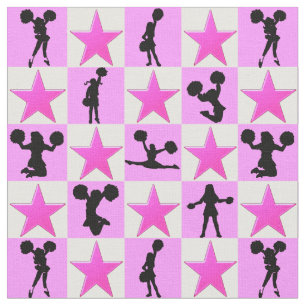PRETTY PINK STAR I LOVE TO CHEER FABRIC