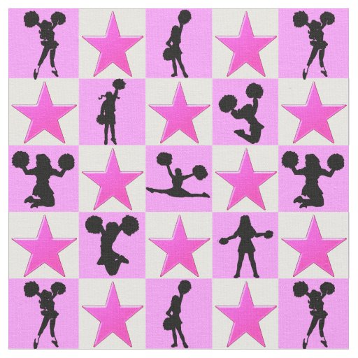 PRETTY PINK STAR I LOVE TO CHEER FABRIC