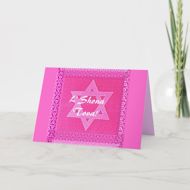 Pretty Pink Star of David Card (Front)