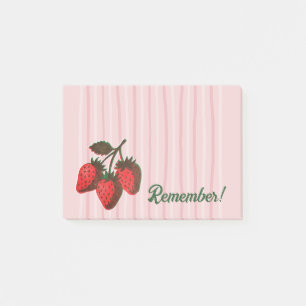 Pretty Pink Strawberries & Stripes Reminder Post-it Notes