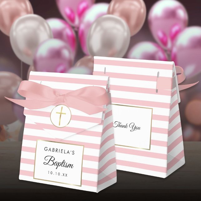 Pretty Pink Stripe Baptism Christening Favor Boxes (Pretty Pink Stripe Baptism Christening Favor Boxes
)