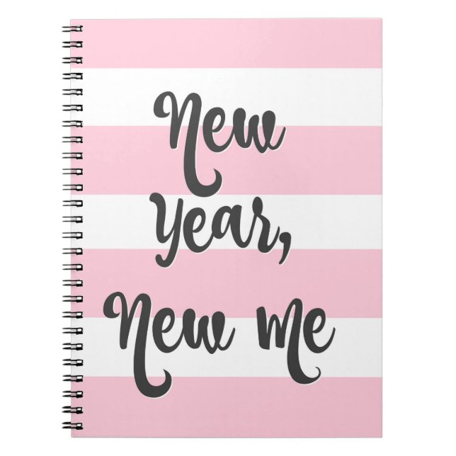 Pretty Pink Stripe Journal New Year New Me (Front)