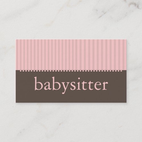 Pretty Pink Stripes Babysitting Business Card