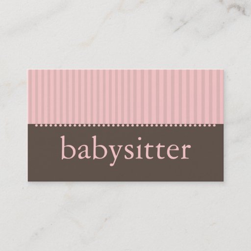 Customizable Pretty Pink Stripes Babysitting Business Card