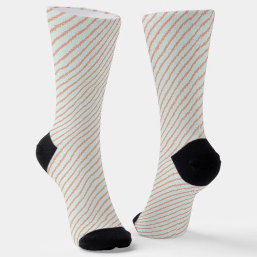 Pretty Pink Stripes Pastel Blue Socks