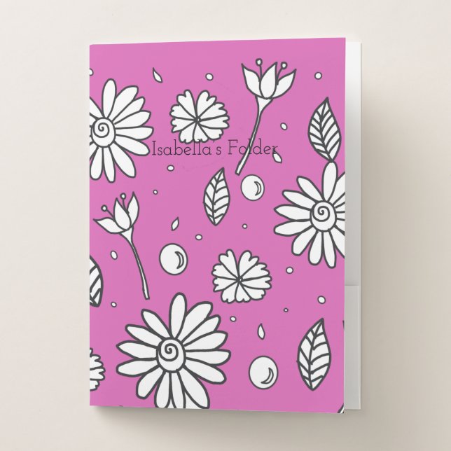 Pretty Pink Summer Flowers 4 Pocket Folder (Front)