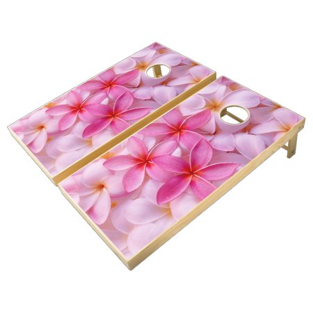 Pretty Pink Summer Flowers  Cornhole Set