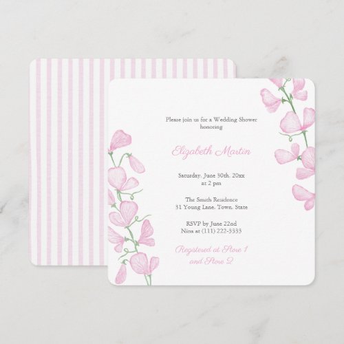 Pretty Pink Summer Wedding Shower Party Invitation