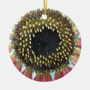 Pretty Pink Sunflower Custom Birthday Ceramic Ornament