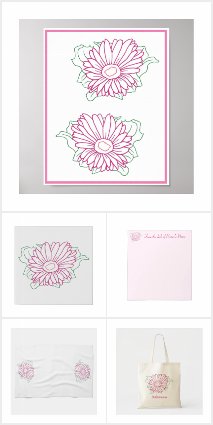 Pretty Pink Sunflower Outlines Home Collection